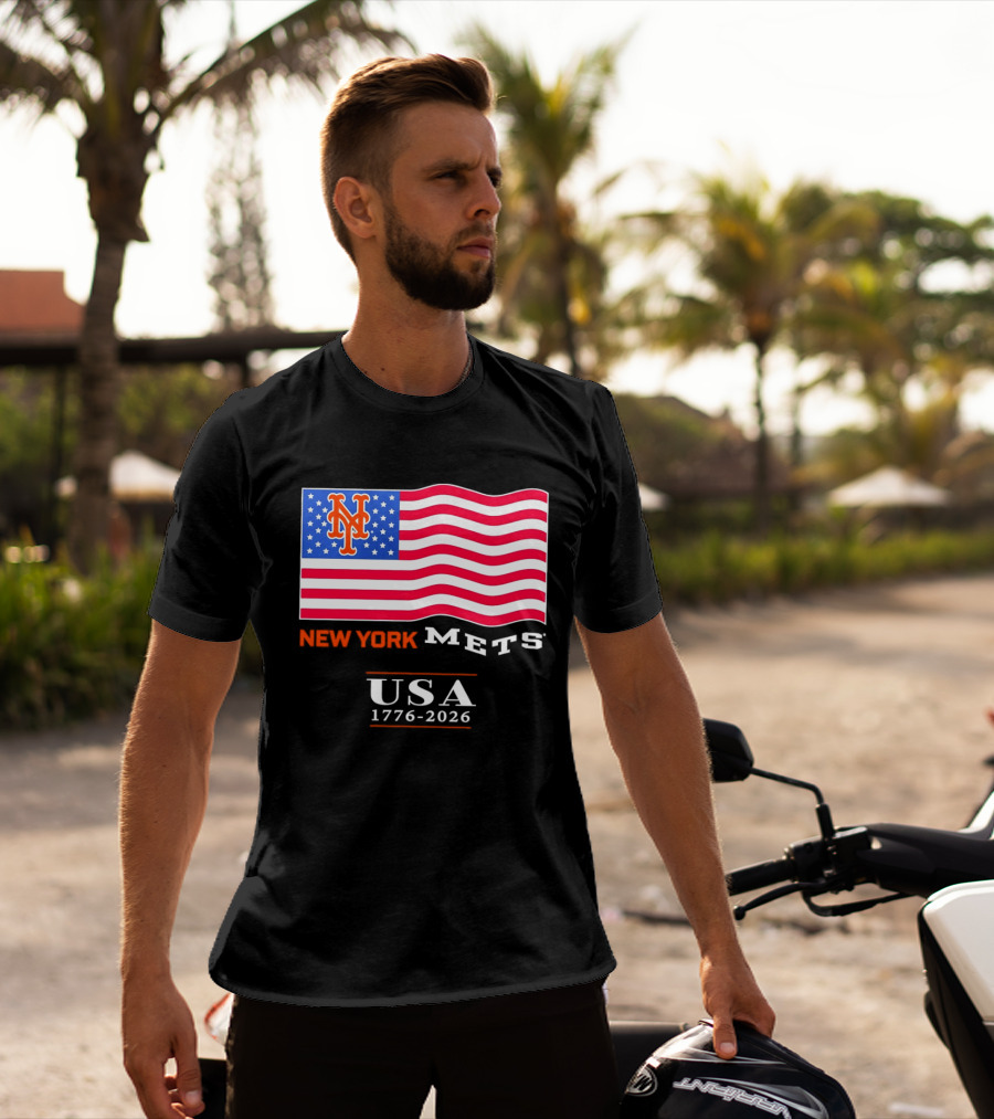 New York Mets American Flag USA 1776 2026 MLB T-Shirt