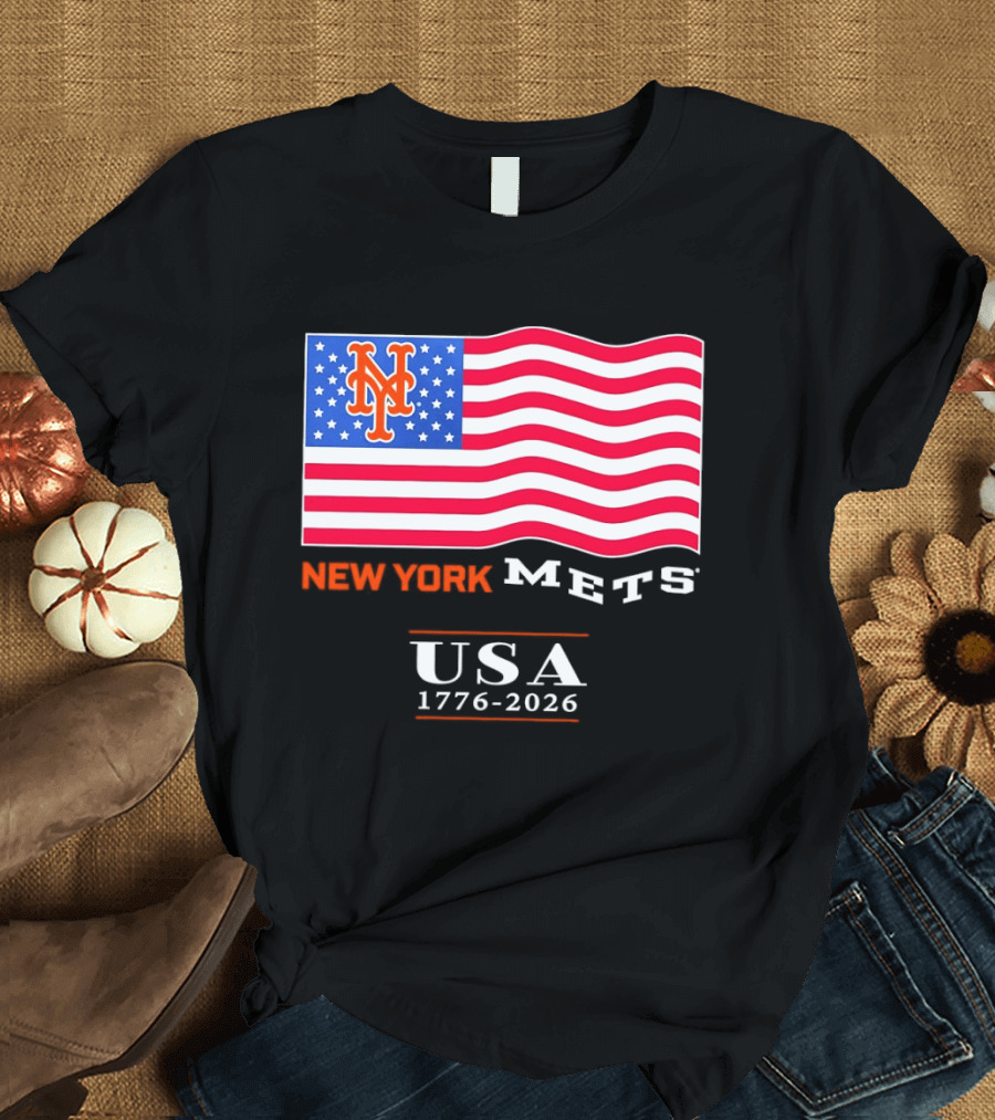 New York Mets American Flag USA 1776 2026 MLB T-Shirt
