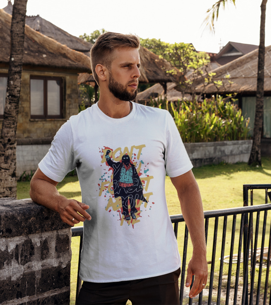 Don't Forget About Me Masked Figure Neon Paint Splatter T-Shirt