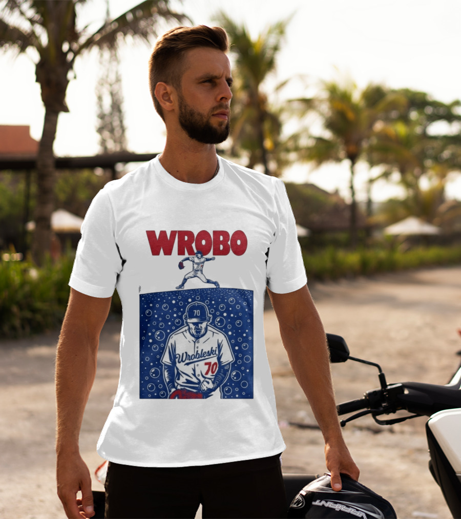 Wrobo Wrobleski 70 Baseball Pitcher Bubble T-Shirt
