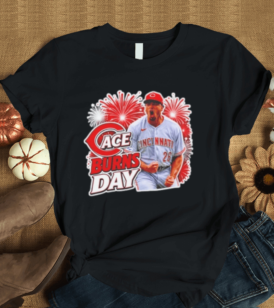 Ace Burns Day Cincinnati Reds 26 MLB Baseball Fireworks Celebration T-Shirt