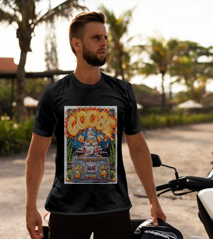 GOOSE July 3 4 2026 Saratoga Performing Arts Center Saratoga Springs NY Wizard Driving Van Fireworks Glasses Stars T-Shirt