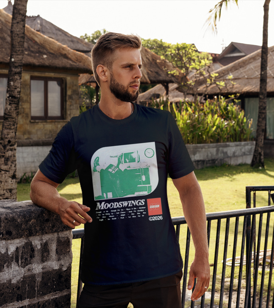 MOODSWINGS Graham 2023 Man Resting Legs On Desk Computer T-Shirt