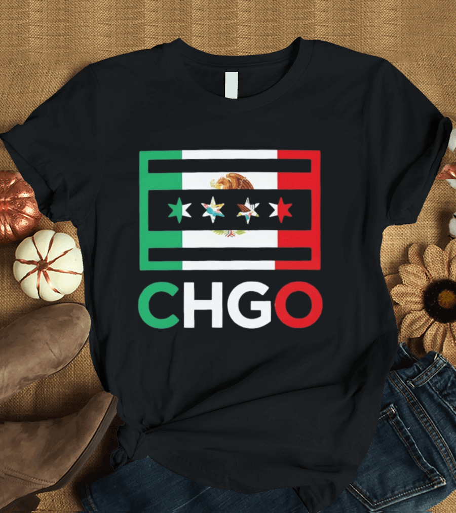 CHGO Mexico Flag Colors With Eagle And Stars T-Shirt