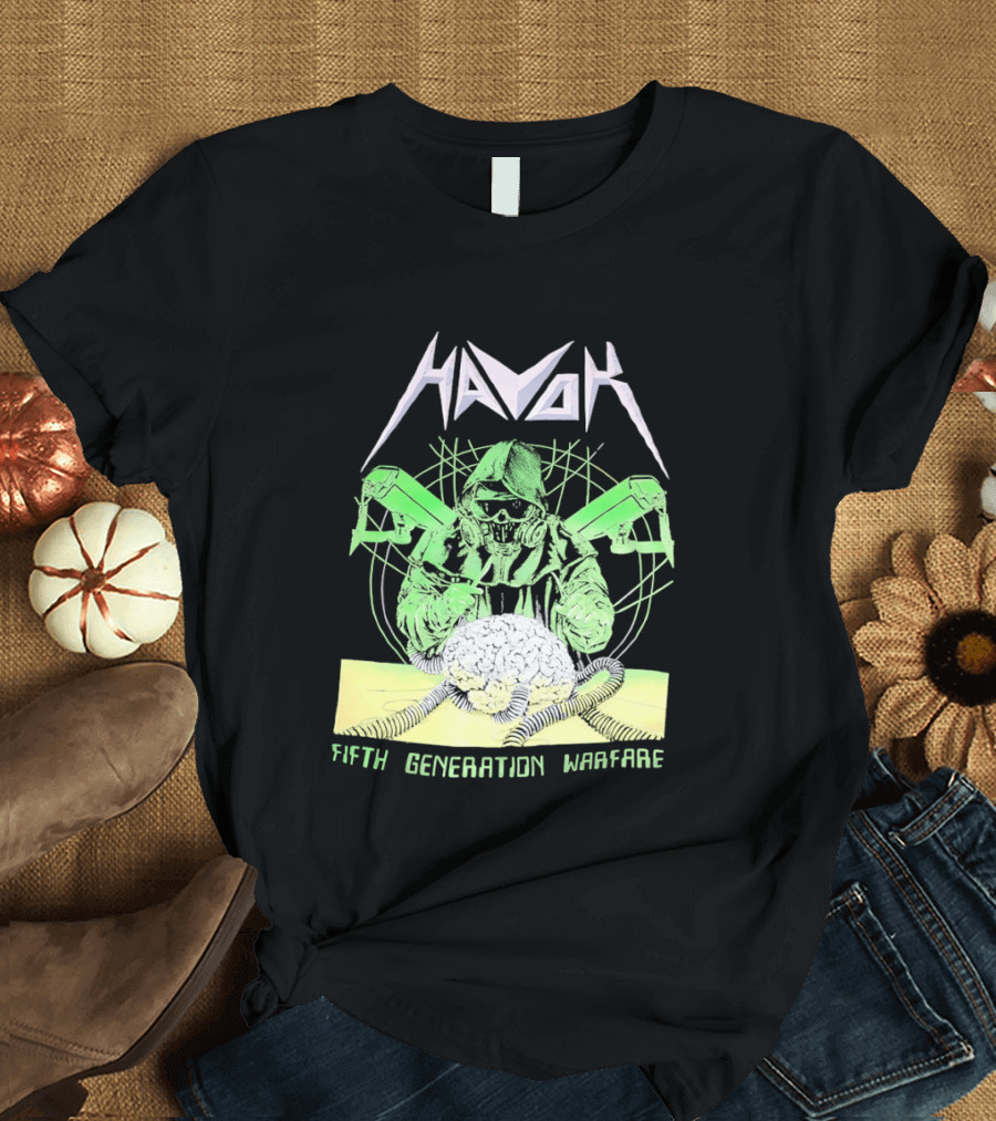 Havok Fifth Generation Warfare Mask Guns Skull T-Shirt