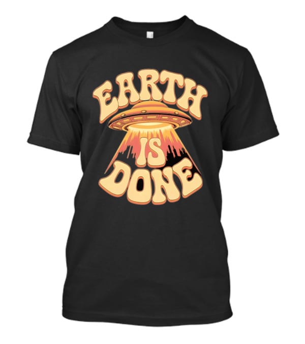 Earth Is Done UFO Spaceship Abducting City Skyline T-Shirt