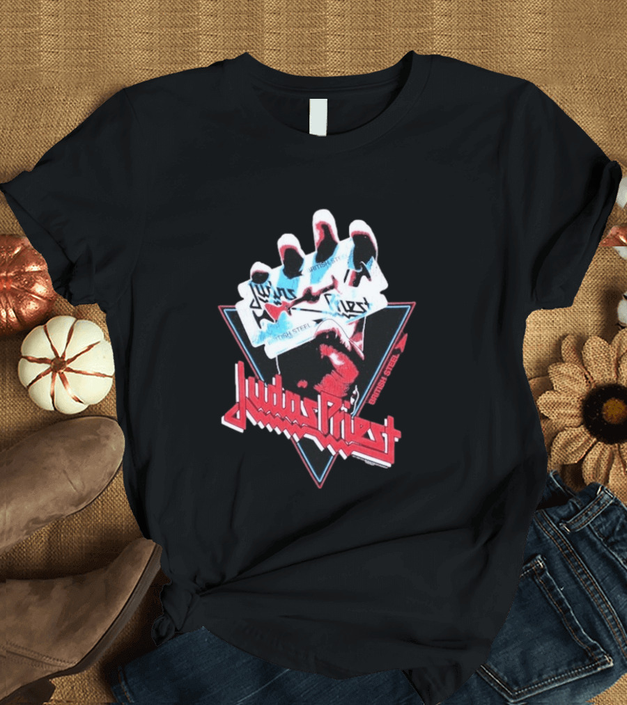 Judas Priest British Steel Hand Triangle Classic Rock T-Shirt