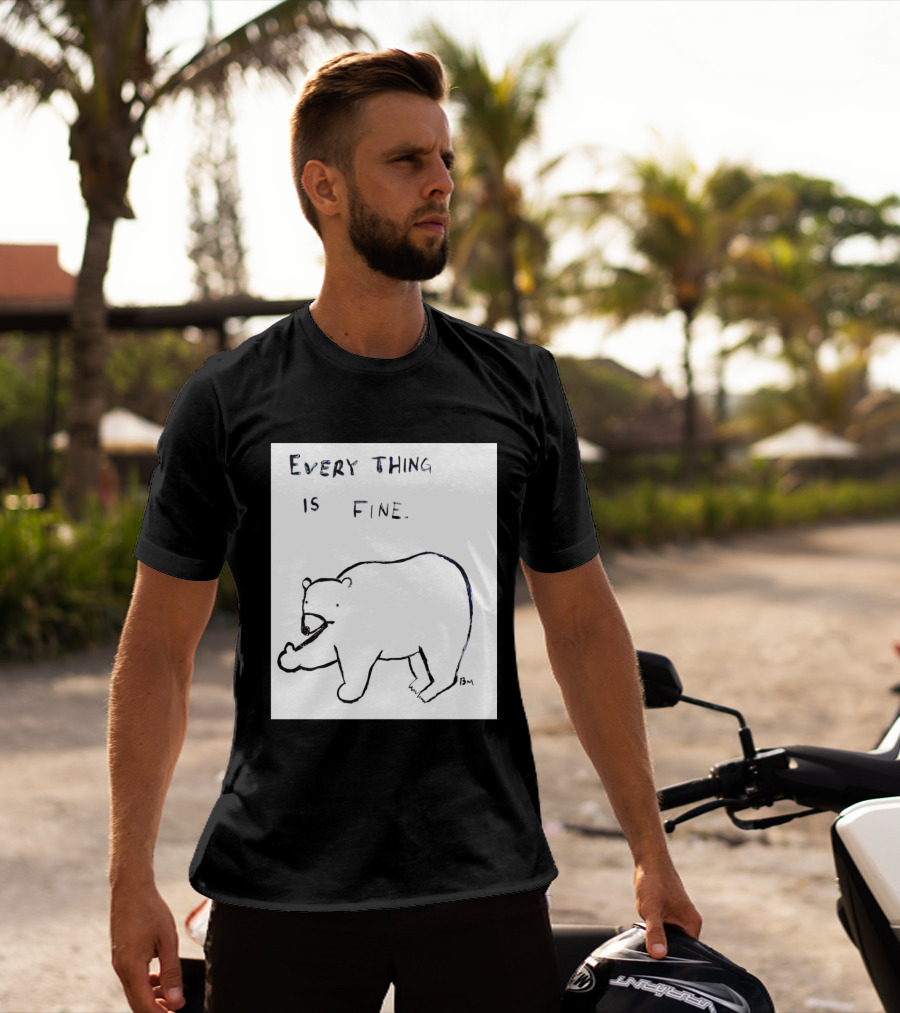 Every Thing Is Fine Bear Middle Finger Humor T-Shirt