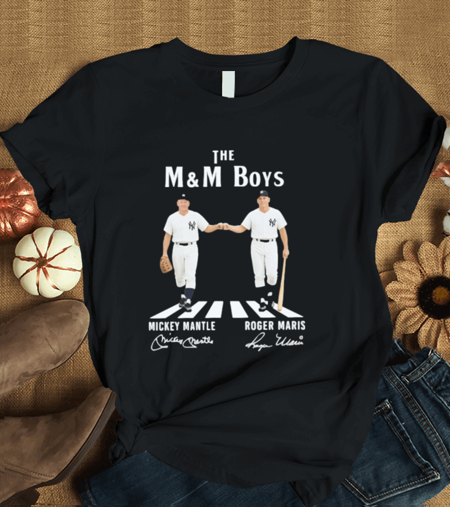 The M&M Boys Mickey Mantle Roger Maris New York Yankees Abbey Road Signatures T-Shirt