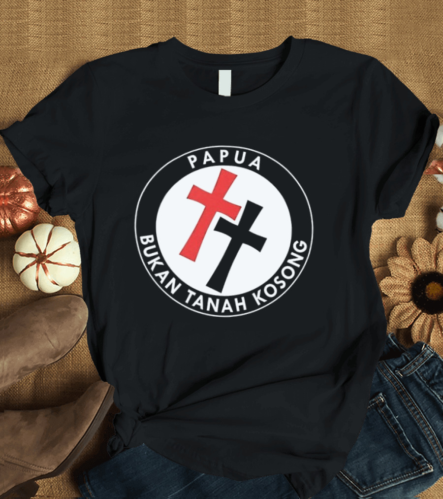 Papua Bukan Tanah Kosong Jaga Tanah Jaga Hutan Cross Symbol Two Sided T-Shirt