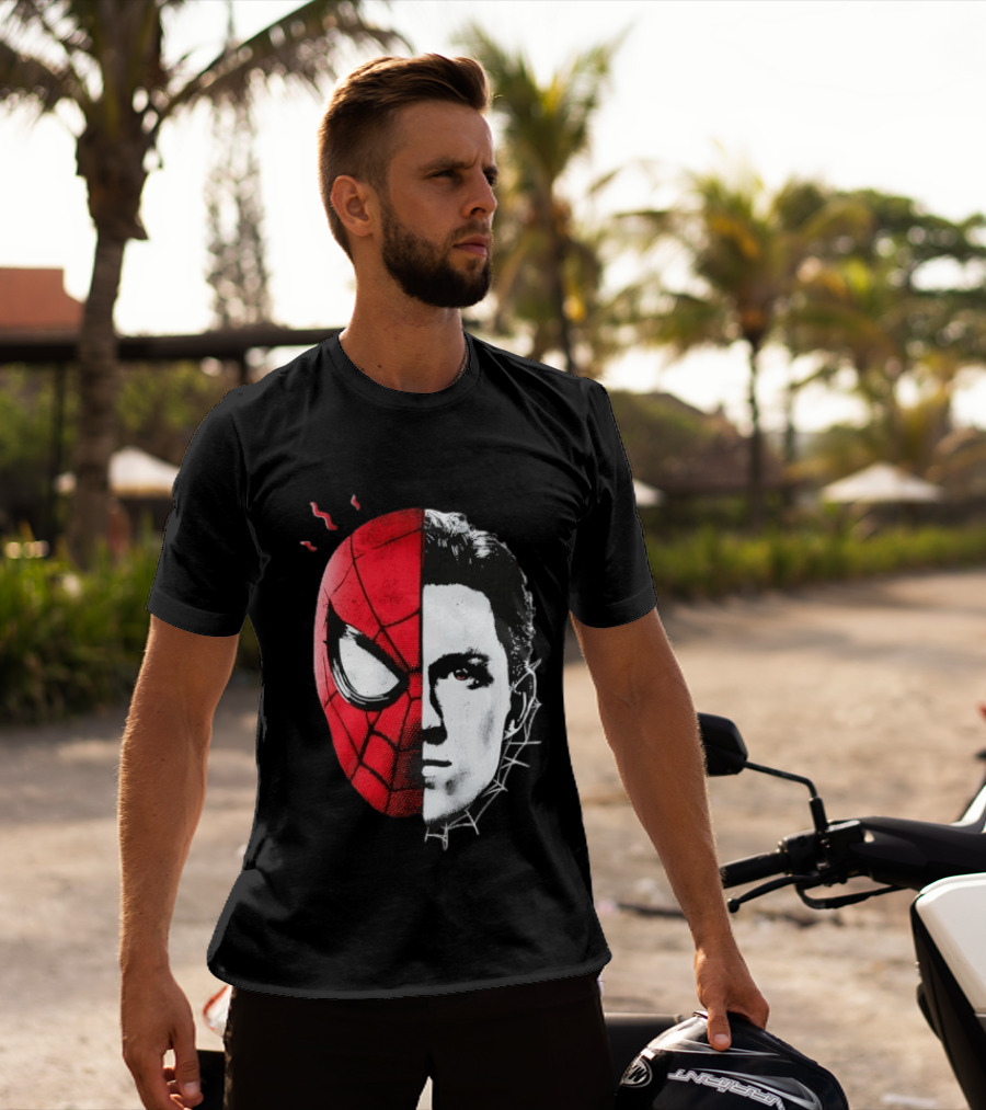 Tom Holland Spider Man Split Face Marvel Mashup T-Shirt