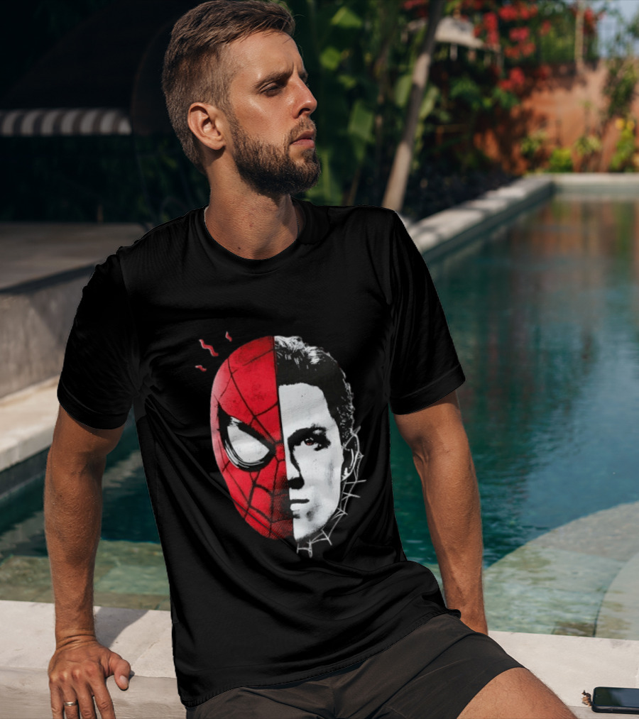 Tom Holland Spider Man Split Face Marvel Mashup T-Shirt