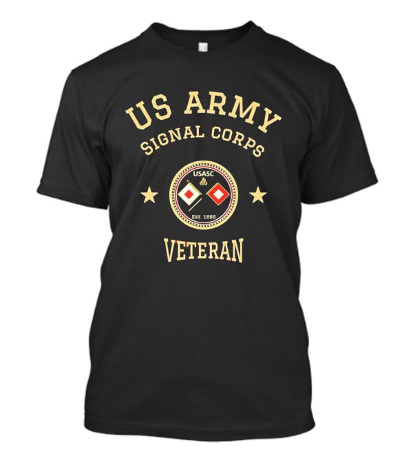 US Army Signal Corps Veteran USASC Est 1860 Semaphore Flags Insignia T-Shirt