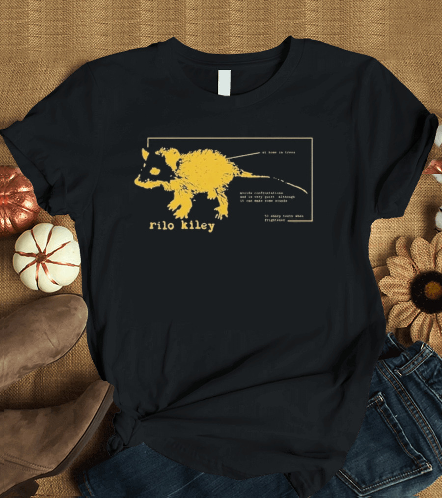 Rilo Kiley Possum Schematic Diagram With Bold Yellow Color T-Shirt