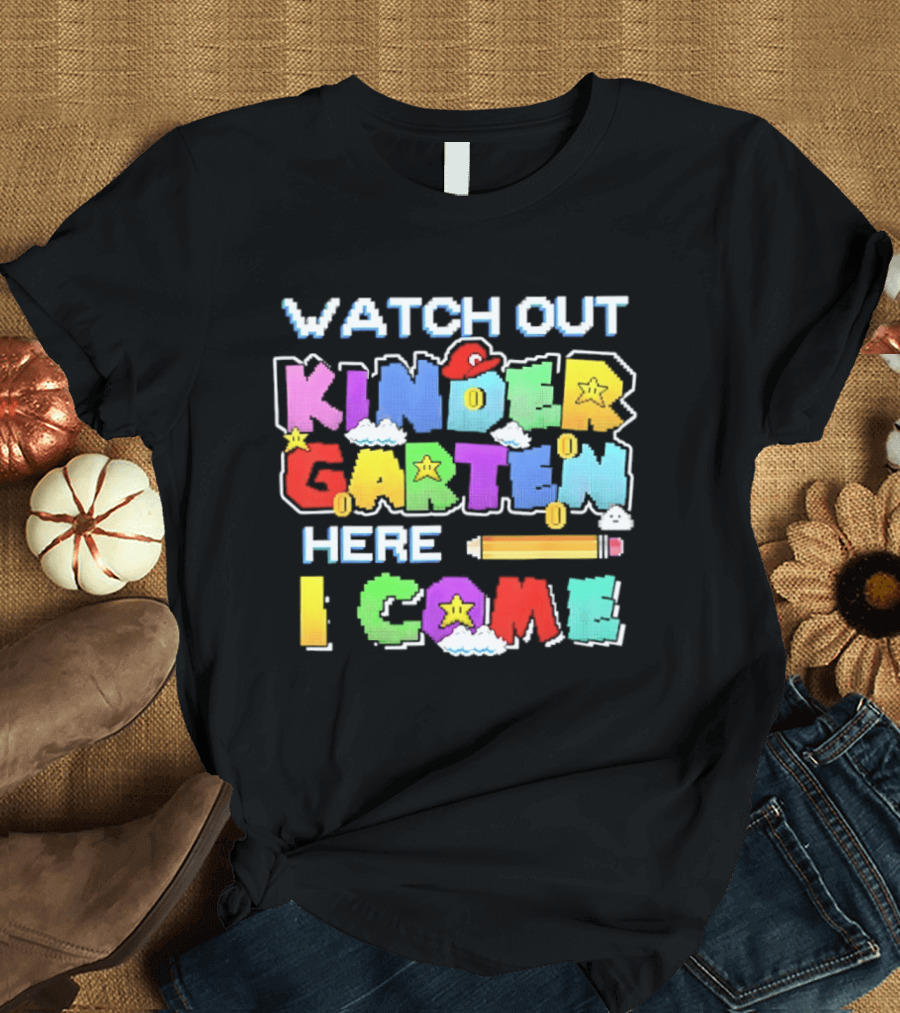 Out Kindergarten Here I Come Fun Colorful Back To School Kids T-Shirt