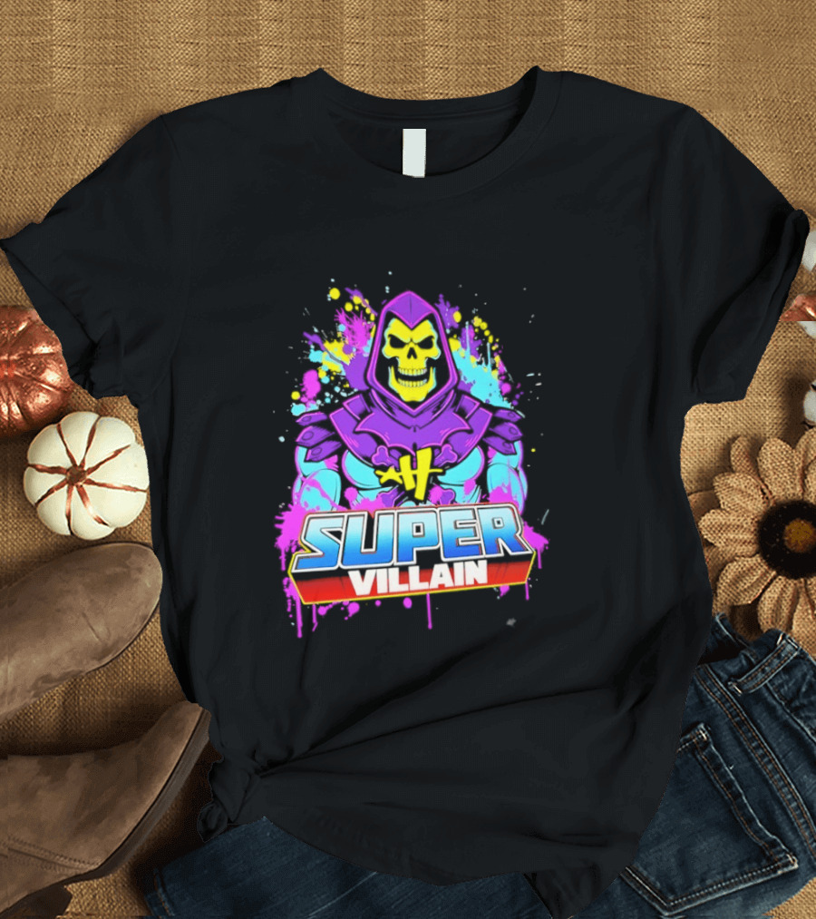 Skeletor Super Villain Masters Of The Universe Colorful Paint Splatter T-Shirt