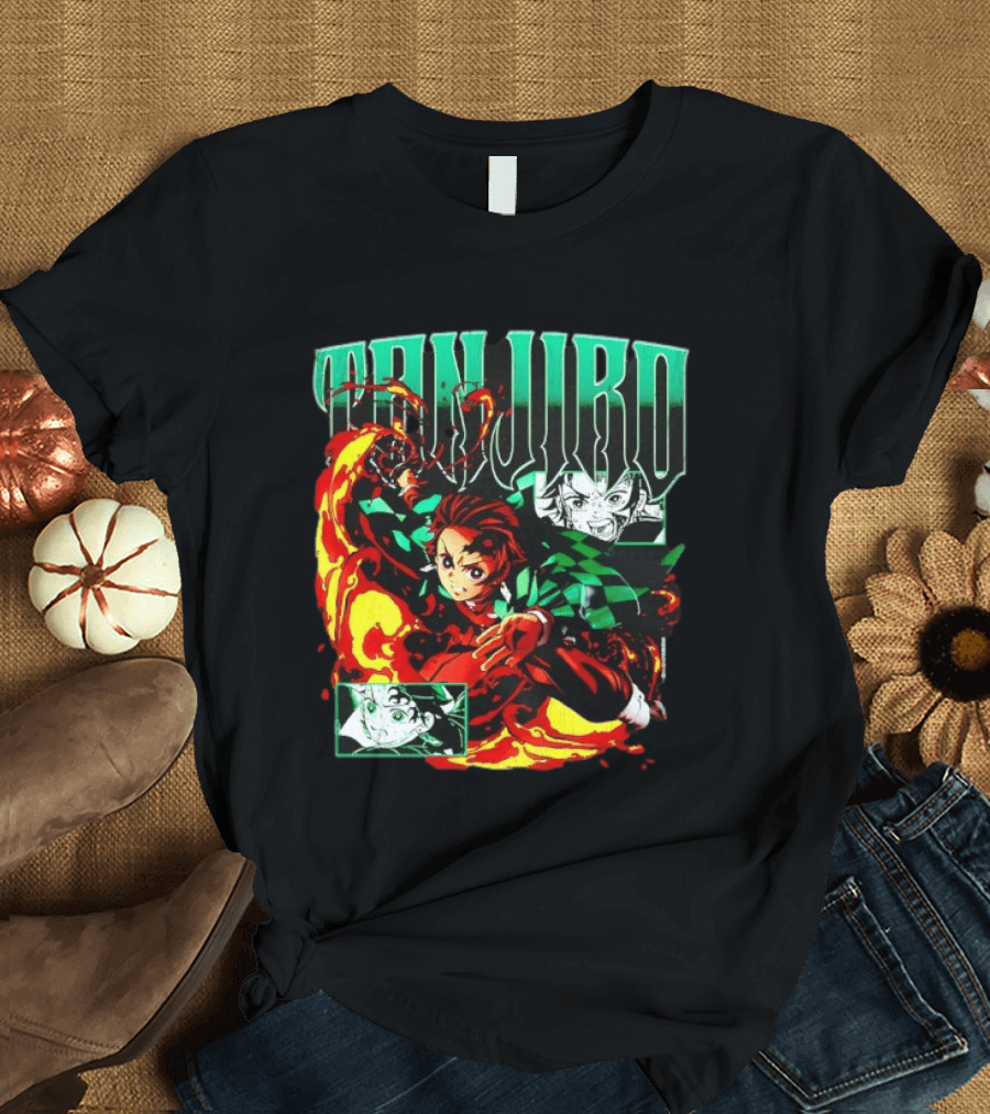 Tanjiro Kamado Flames Demon Slayer Anime Kimetsu No Yaiba T-Shirt