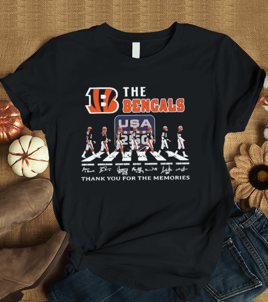 The Bengals James Brooks Boomer Esiason Anthony Munoz Ken Riley Ken Anderson Isaac Curtis Lemar Parrish USA 82 Thank You For The Memories T-Shirt