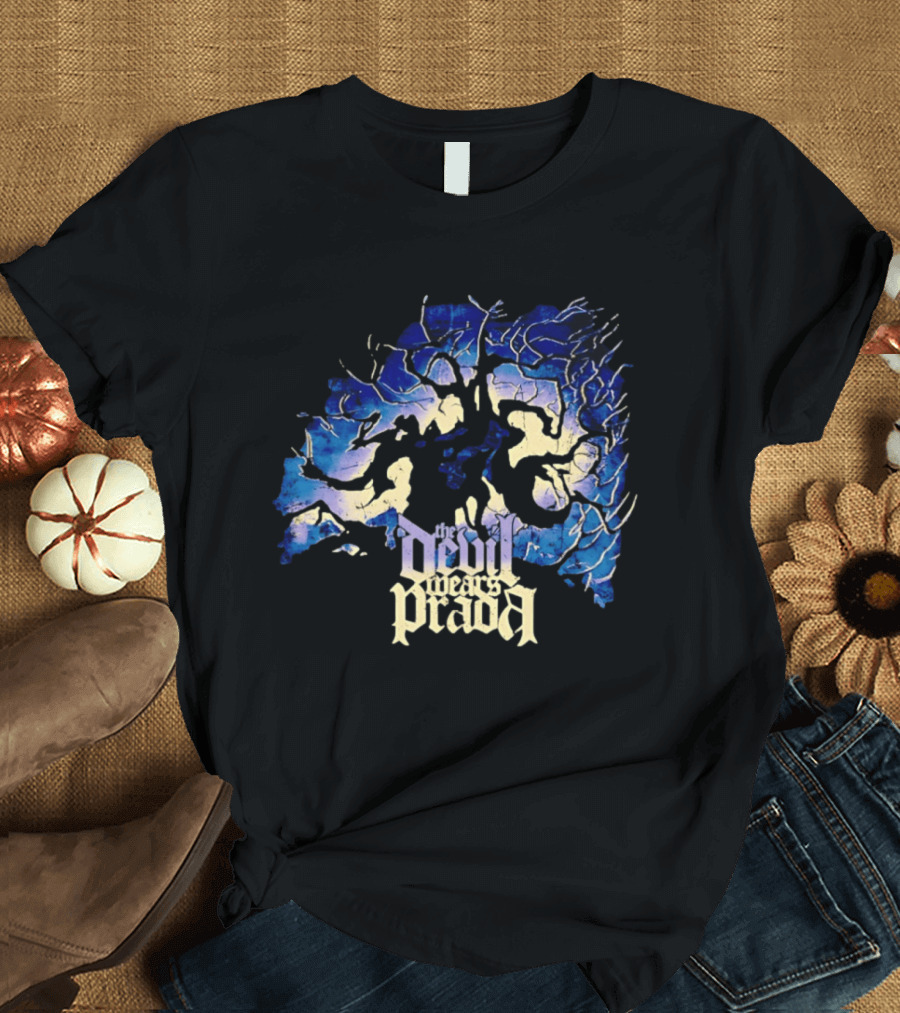The Devil Wears Prada Blue Skull Dead Tree Art Motif T-Shirt