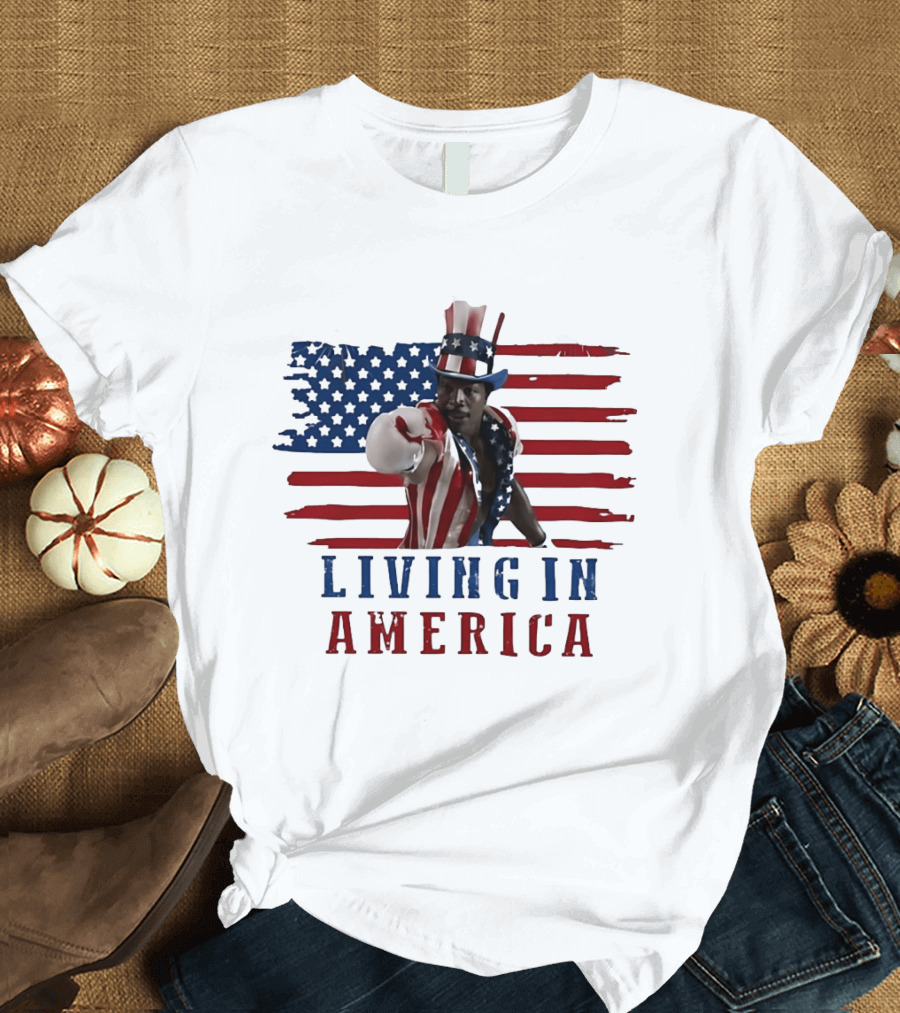 Apollo Creed Living In America Uncle Sam Flag Outfit T-Shirt