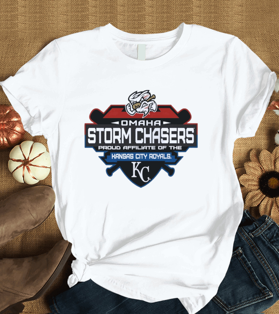 Omaha Storm Chasers Proud Affiliate Kansas City Royals KC Shield T-Shirt