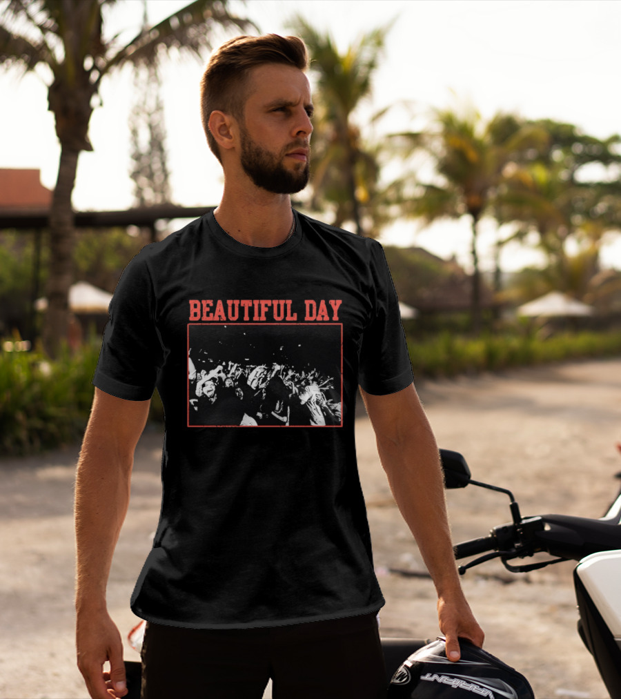 Beautiful Day Crowd Photo Black And White Concert Scene T-Shirt