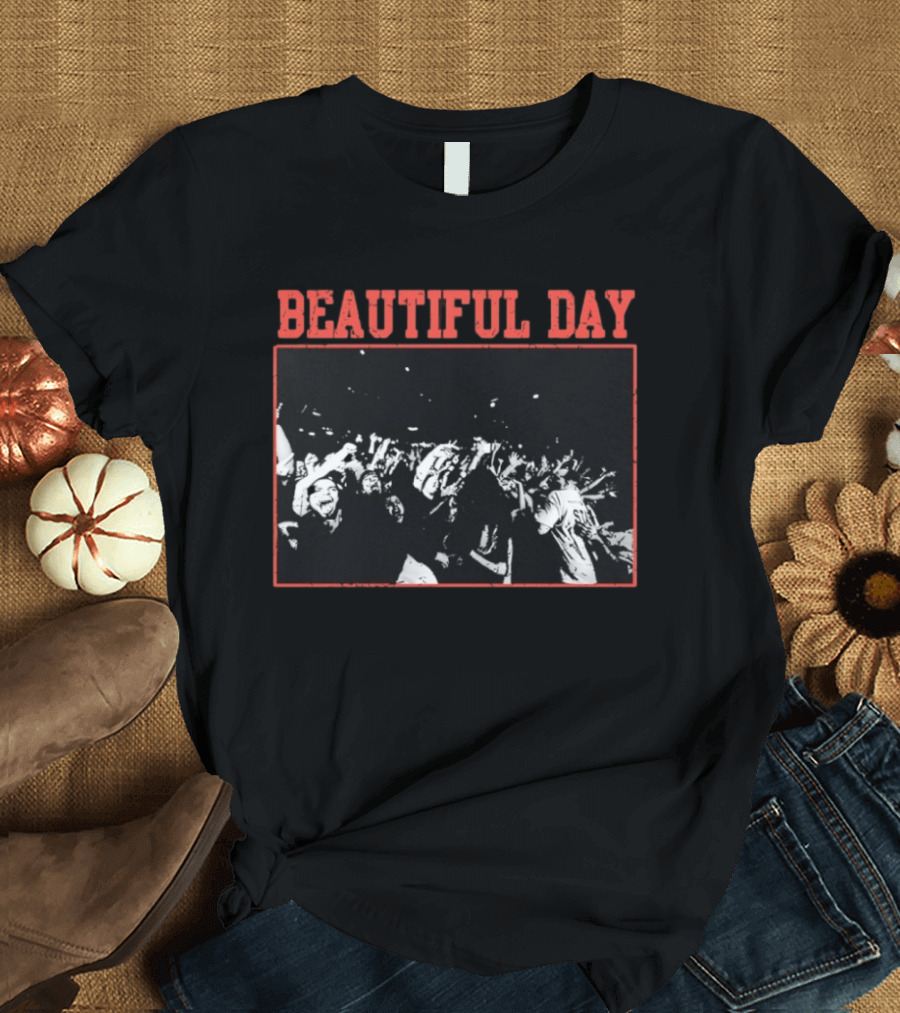 Beautiful Day Crowd Photo Black And White Concert Scene T-Shirt