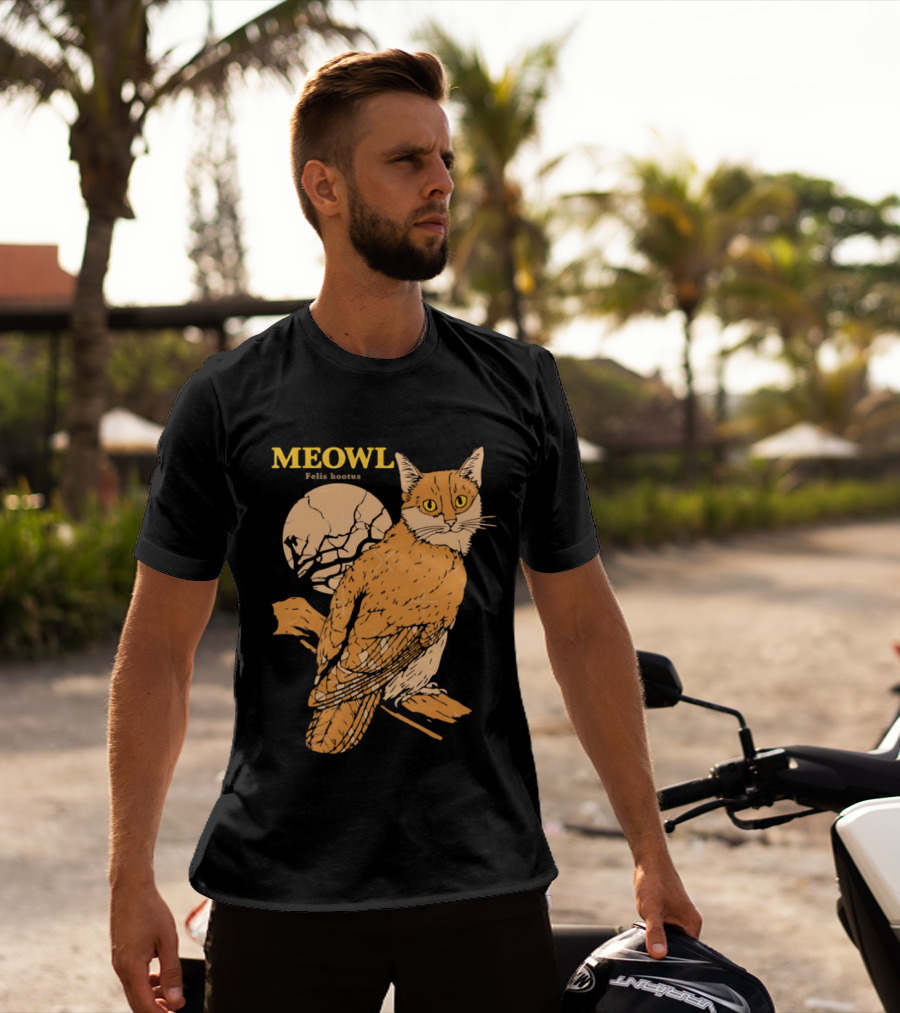 Meowl Felis Hootus Cat Owl Fusion With Moon T-Shirt