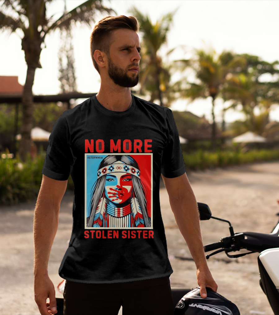 NO MORE Red Handprint STOPMMIW Stolen Sister Indigenous Awareness T-Shirt