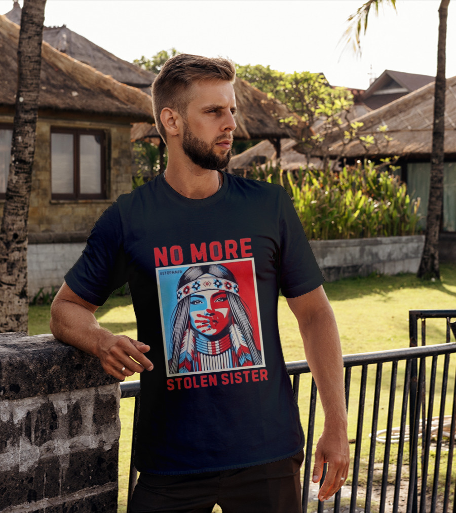 NO MORE Red Handprint STOPMMIW Stolen Sister Indigenous Awareness T-Shirt