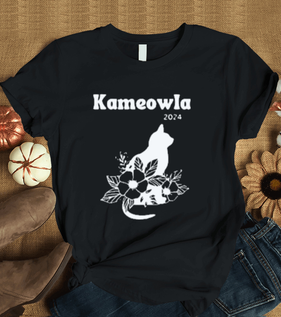 Kameowla 2024 Cat Floral Theme Kamala Cat Lady T-Shirt