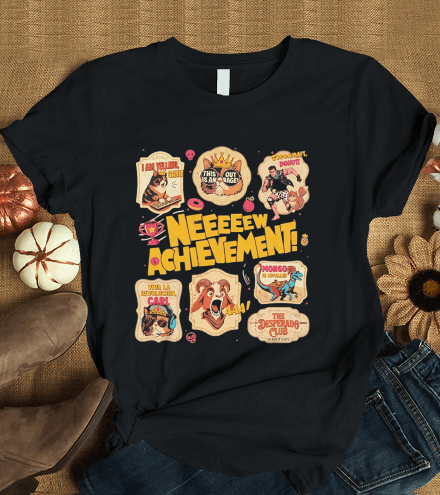 Neeeew Achievement Dungeon Crawler Carl Sticker Pack I Am Yelling Carl Viva La Revolucion Mongo Is Appalled Desperado Club T-Shirt