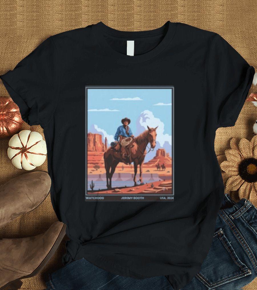 Dog Jeremy Booth USA 2020 Cowboy And Horse Desert Scene T-Shirt