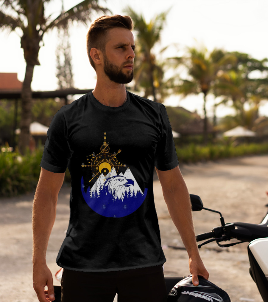 Eagle And Compass With Mountain Forest T-Shirt