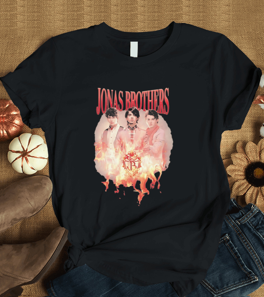 Jonas Brothers Fire Flame Trio Band Photography T-Shirt
