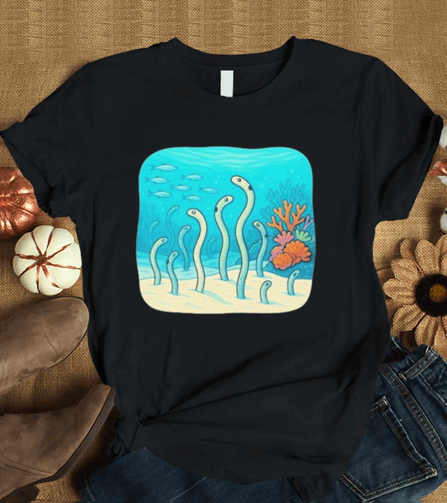 Garden Eels Reef Hawaii With Colorful Coral And Tropical Fish T-Shirt