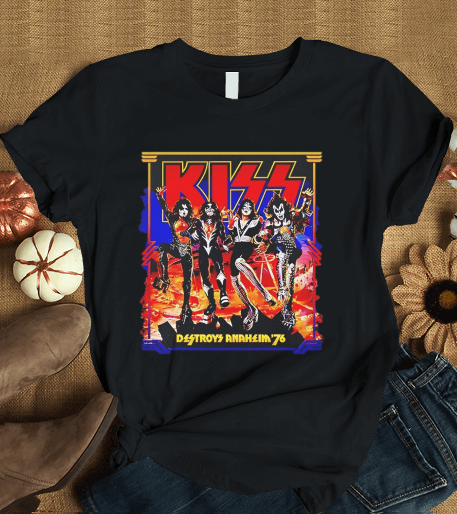 KISS Destroys Anaheim 76 Band Photo Arena Show T-Shirt