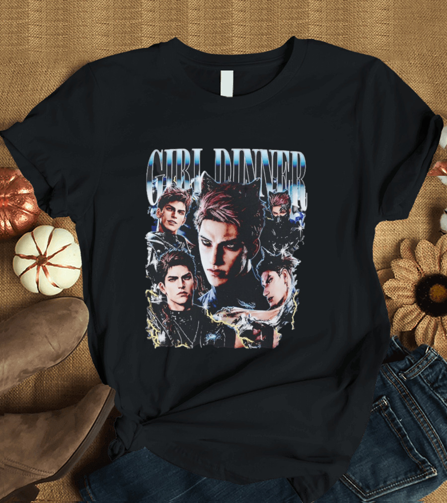Girl Dinner Anime Wolf Ear Male Multi Pose Lightning T-Shirt