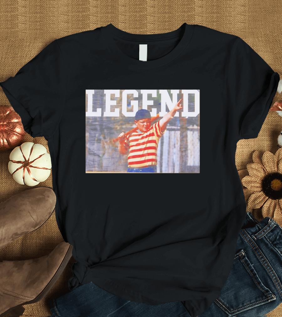 Sandlot Legend Striped Kid Holding Bat Pointing T-Shirt