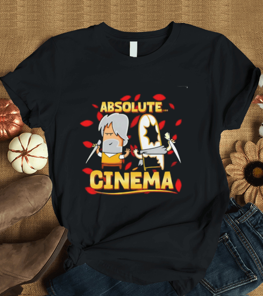 Absolute Cinema Movie Film Reaction Characters With Swords T-Shirt