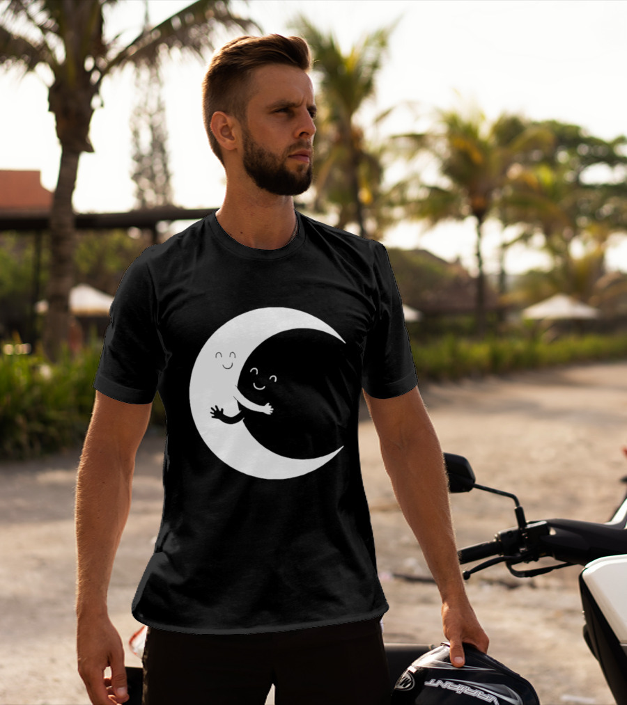 Celestial Hugging Moon Crescent Night Sky Space T-Shirt