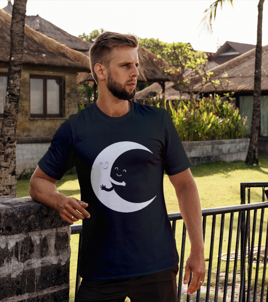 Celestial Hugging Moon Crescent Night Sky Space T-Shirt