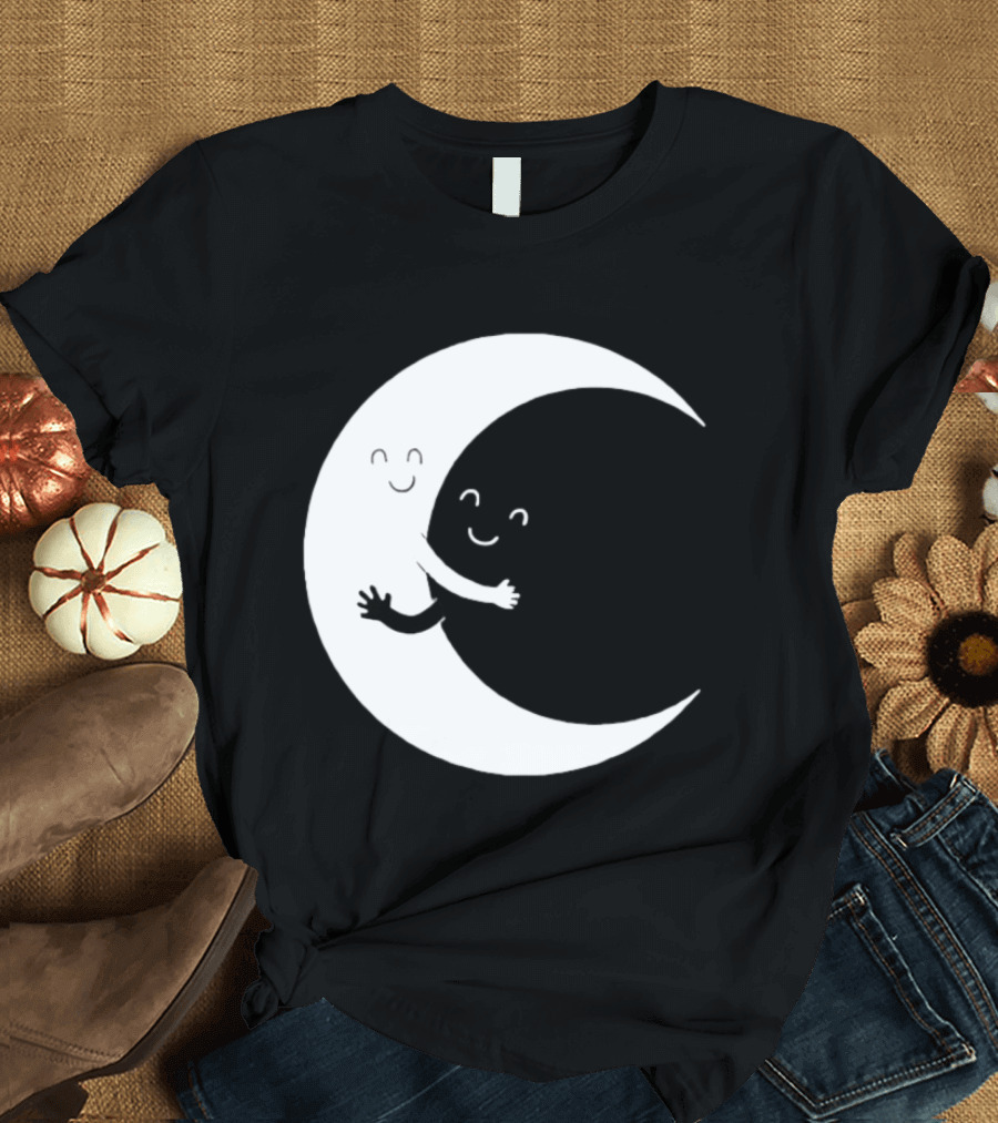 Celestial Hugging Moon Crescent Night Sky Space T-Shirt