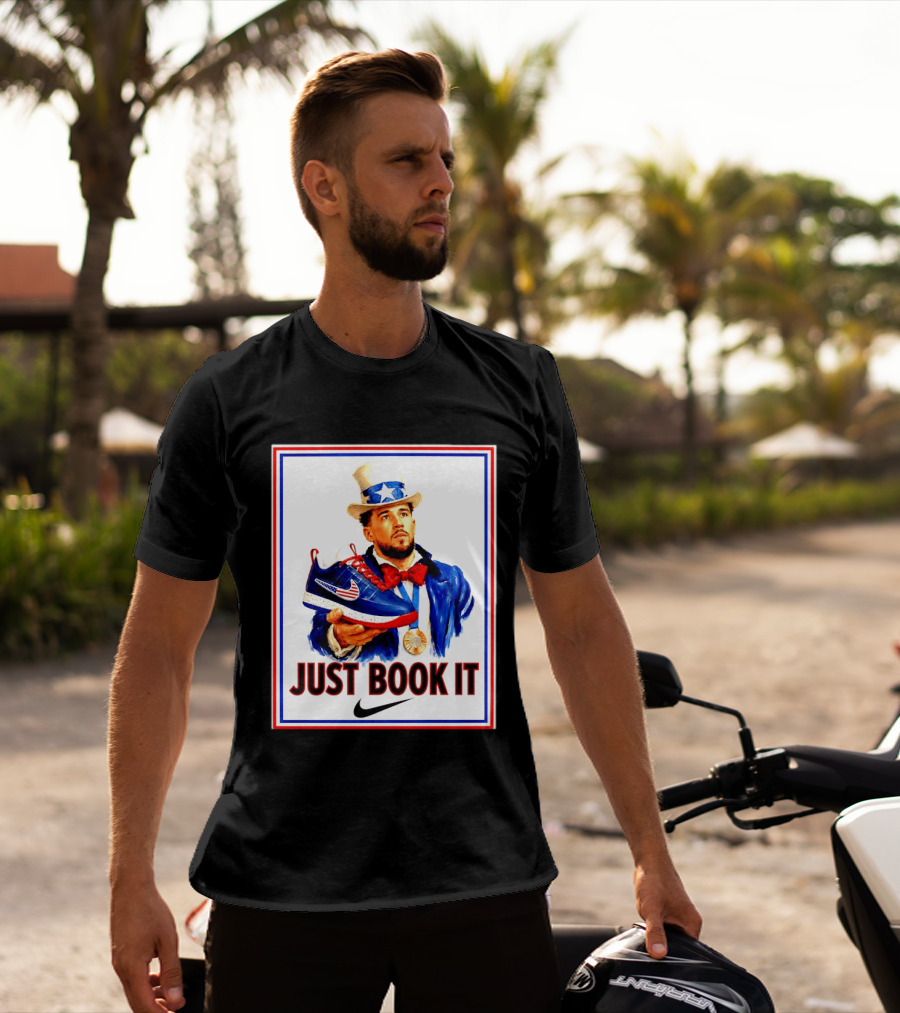 Just Book It Devin Booker Uncle Sam Gold Medal Nike Sneaker T-Shirt