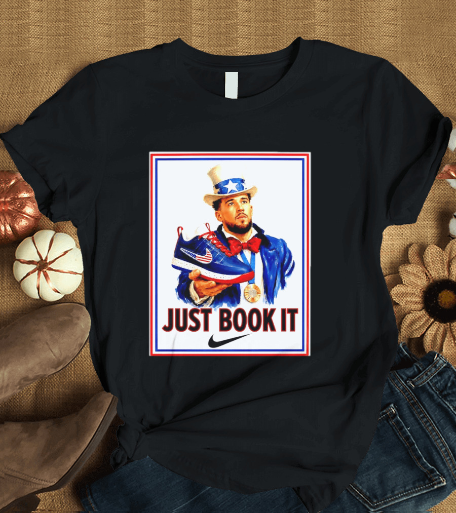 Just Book It Devin Booker Uncle Sam Gold Medal Nike Sneaker T-Shirt