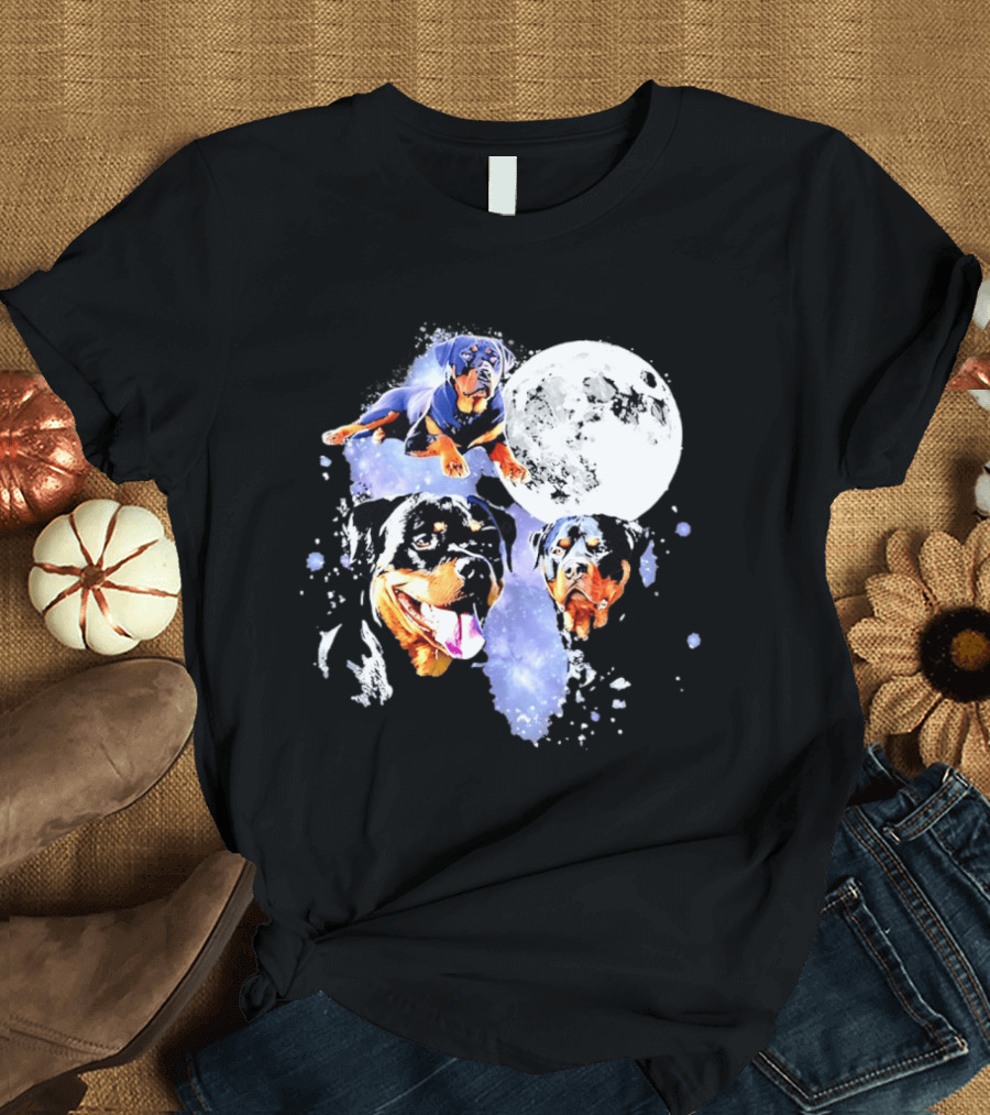 Rottweiler Galaxy Moon Space Celestial Dog Breed Lover Pet Owner Lunar Canine Adventure T-Shirt