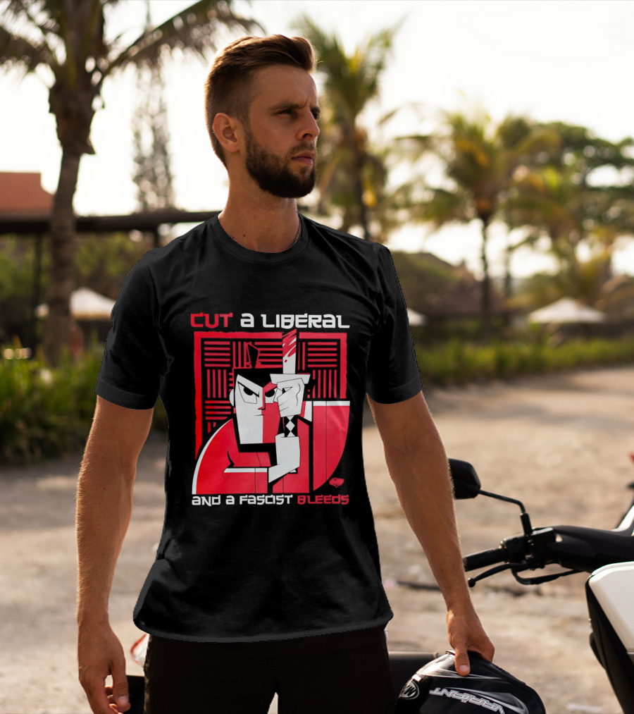 Samurai Jack Cut A Liberal And A Fascist Bleeds Political Art Image T-Shirt