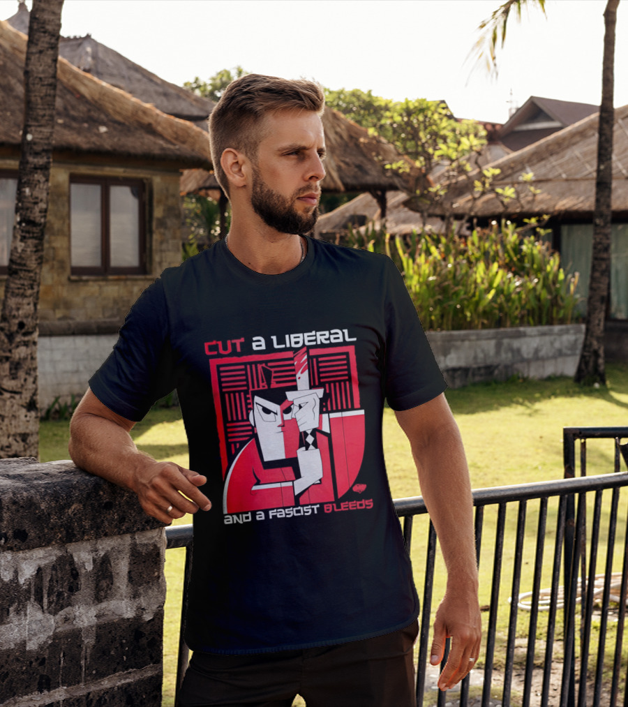 Samurai Jack Cut A Liberal And A Fascist Bleeds Political Art Image T-Shirt