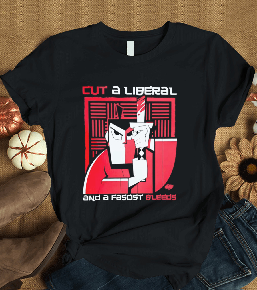 Samurai Jack Cut A Liberal And A Fascist Bleeds Political Art Image T-Shirt