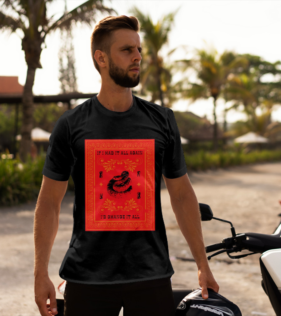 If I Had It All Again I'd Change It All Rattlesnake Western Red Bandana T-Shirt